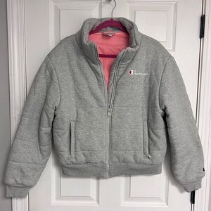 Champion Heather Gray Puffer with Coral Interior